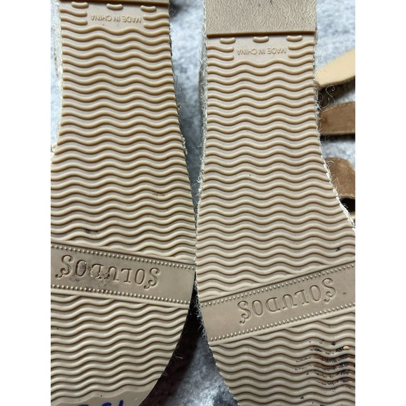 Soludos Womens Sz 8 Shoes Brown Suede Strappy Wedge Platform Espadrille Sandal - Picture 4 of 5